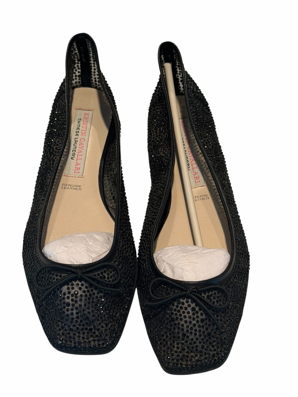 Kristin Cavallari Chinese Laundry Black Rhinestone Mesh Ballet Flats 7.5